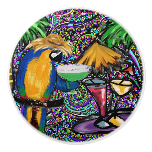 Strandfeest papegaai keramische knop (Voorkant)