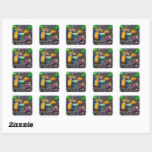 Strandfeest Papegaai Vierkante Sticker (Vel)