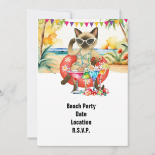 Strandfeest Siamese Cat Beach Tropische zomer Kaart