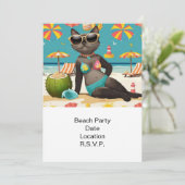 Strandfeest Siamese Cat Beach Tropische zomer Kaart (Staand voorkant)