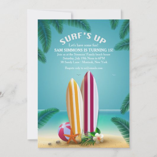 Strandfeest Surfboards Uitnodiging (Voorkant)
