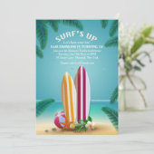 Strandfeest Surfboards Uitnodiging (Staand voorkant)