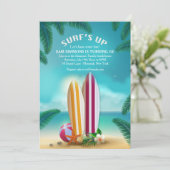 Strandfeest Surfboards Uitnodiging (Staand voorkant)
