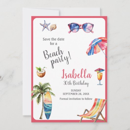 Strandfeest Tropical Summer Save the Date (Voorkant)
