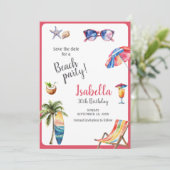 Strandfeest Tropical Summer Save the Date (Staand voorkant)