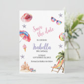 Strandfeest tropische zomer save the date (Staand voorkant)