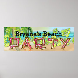 Strandfeest Typografie Zomer Hibiscus Banner Poster