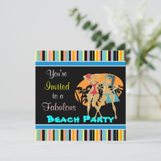 Strandfeest uitnodigingen (Staand voorkant)