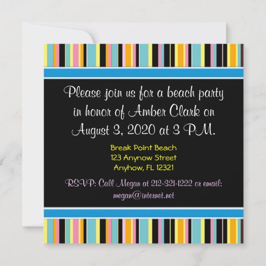 Strandfeest uitnodigingen (Achterkant)