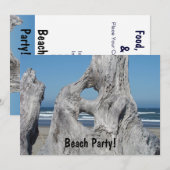 Strandfeest! Uitnodigingen Drijfhout Oceaangolven (Voorkant / Achterkant)