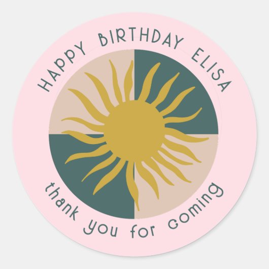 Strandfeest Verjaardag Modern Mooie Maatwerk Ronde Sticker (Voorkant)