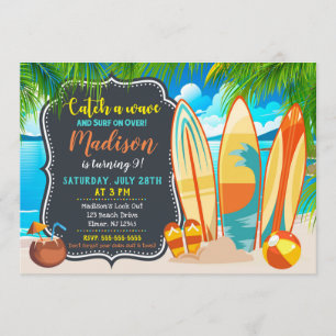 Strandfeest verjaardagsuitnodiging, zomerfeest kaart