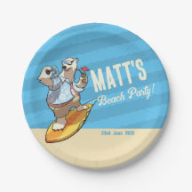 Strandfeest Voeg je naam toe Coole surfende ijsbee