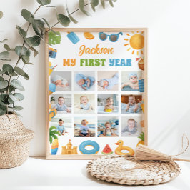 Strandfeest Zomer 1e verjaardag Foto Milestone Poster