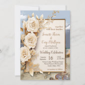 Strandfeesten met witte bloemen en parels kaart (Voorkant)