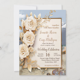 Strandfeesten met witte bloemen en parels kaart