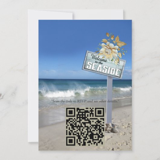 Strandfeesten met witte bloemen en parels kaart (Achterkant)