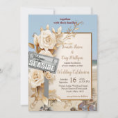 Strandfeesten met witte bloemen en parels kaart (Voorkant)