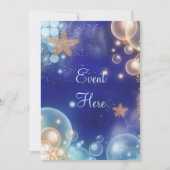 Strandfeestje zeester blauw kaart (Voorkant)