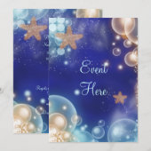 Strandfeestje zeester blauw kaart (Voorkant / Achterkant)