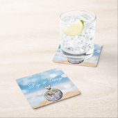 Strandfoto bestemming bruiloft kartonnen onderzetters (Insitu)