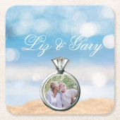 Strandfoto bestemming bruiloft kartonnen onderzetters (Voorkant)