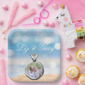 Strandfoto bestemming bruiloft papieren bordje (Feest)