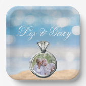 Strandfoto bestemming bruiloft papieren bordje (Voorkant)