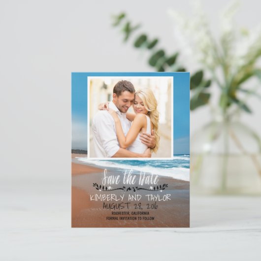 Strandfoto Bewaar de datum Aankondigingskaart (Staand voorkant)