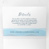 Strandfoto Blauwe bruiloft Drieluik Uitnodiging (Binnenzijde eerst)