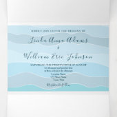 Strandfoto Blauwe bruiloft Drieluik Uitnodiging (Binnenkant midden)