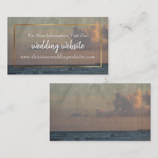 Strandfoto bruiloft website Kaarten invoegen (Voorkant / Achterkant)