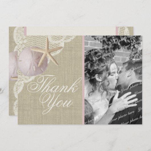  strandfoto Dank u platte Kaart (Voorkant / Achterkant)