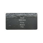 Strandfoto Golven Water Sandy Brown Tekst Sjablone Etiket (Voorkant)