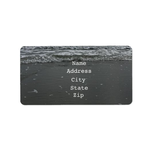 Strandfoto Golven Water Sandy Brown Tekst Sjablone Etiket (Voorkant)