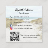 Strandfoto logo QR code social media Vierkante Visitekaartje (Achterkant)