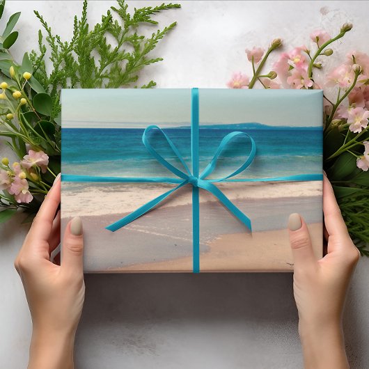 Strandfoto Ocean Blue Schilderachtig Cadeaupapier