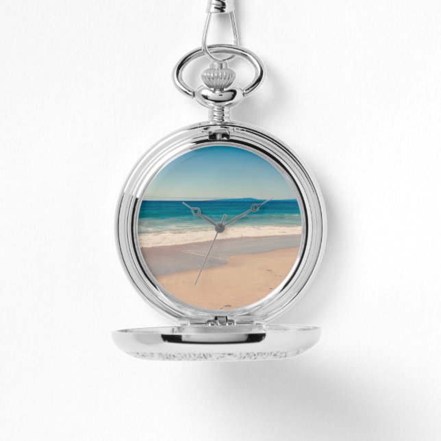 Strandfoto Ocean Blue Schilderachtig Horloge (Voorkant)
