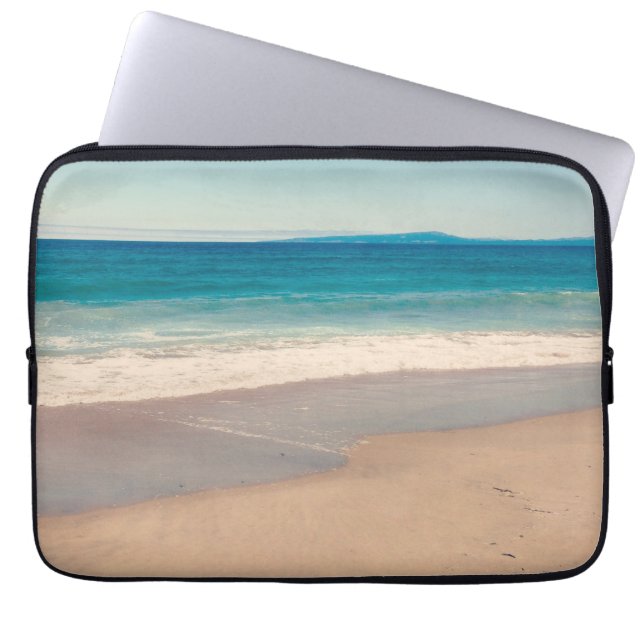 Strandfoto Ocean Blue Schilderachtig Papier Placem Laptop Sleeve (Voorkant)
