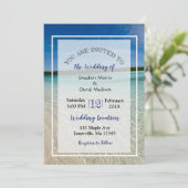 Strandfoto Ocean Clear Water Huwelijksuitnodiginge Kaart (Staand voorkant)