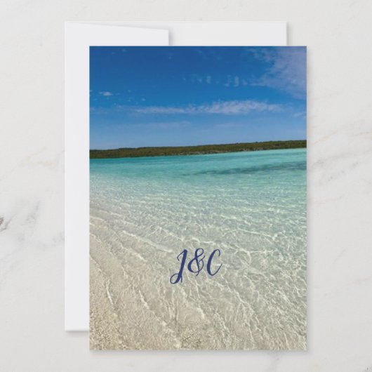 Strandfoto Ocean Clear Water Huwelijksuitnodiginge Kaart (Achterkant)