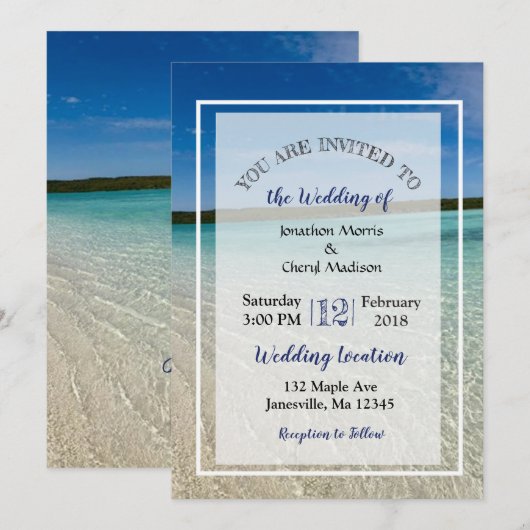 Strandfoto Ocean Clear Water Huwelijksuitnodiginge Kaart (Voorkant / Achterkant)