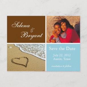 Strandfoto Save the Date - Blauw Aankondigingskaart