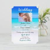 Strandfoto trouwuitnodigingen kaart (Staand voorkant)