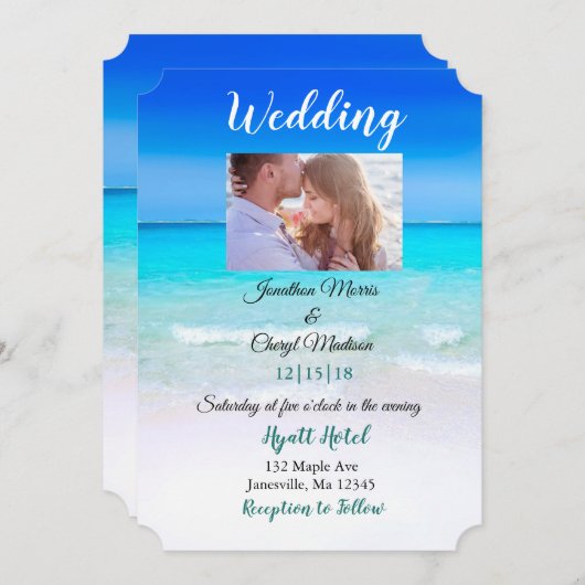 Strandfoto trouwuitnodigingen kaart (Voorkant / Achterkant)