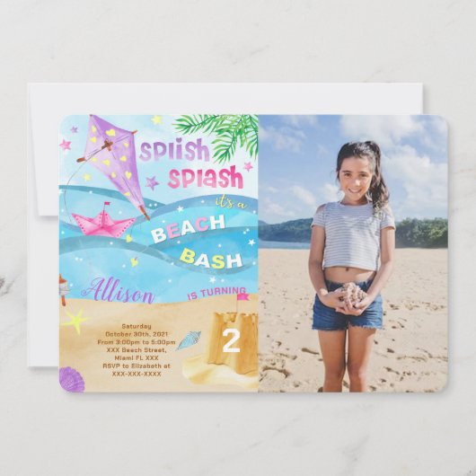 Strandfoto uitnodigingen (Voorkant)