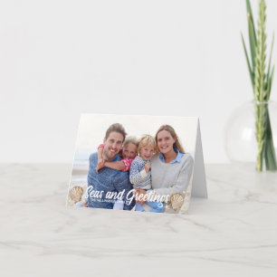 Strandfoto Vakantie Zeeen en Groetjes Kerst Kaart