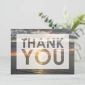 Strandfoto van oceaan bij zonsopgang met uitsnijdi bedankkaart (Staand voorkant)