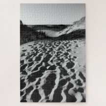 strandfoto, zwart-wit