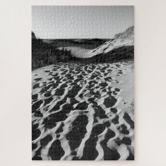 strandfoto, zwart-wit legpuzzel (Verticaal)